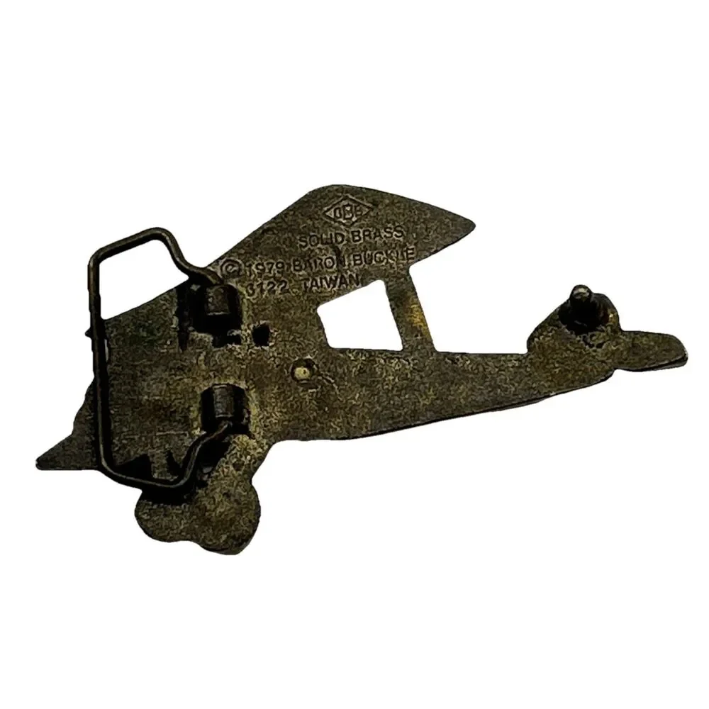 Baron Buckles‎ Solid Brass Vintage Belt Buckle 1979 Biplane Plane